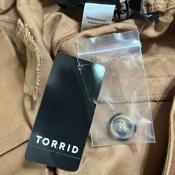 Torrid Pants Sz 18R  Relaxed Taper Studio Linen Blend High Rise Cargo Tobacco - Picture 7 of 8